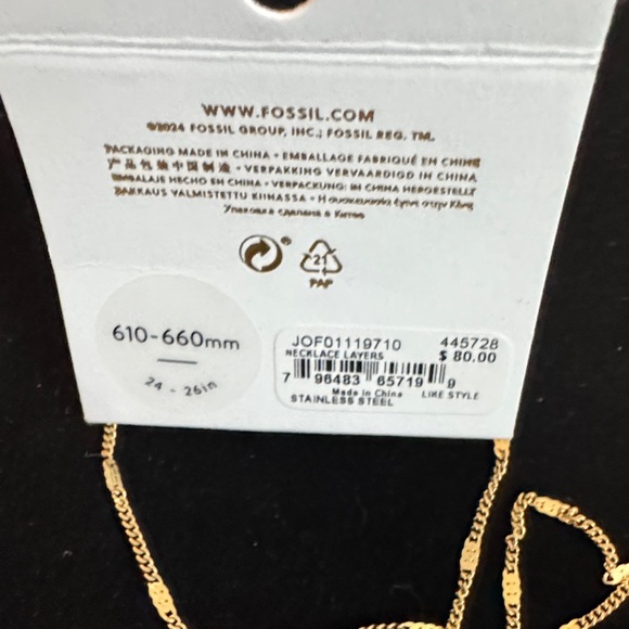 Fossil Gold color long chain Pendant Necklace - Picture 5 of 8